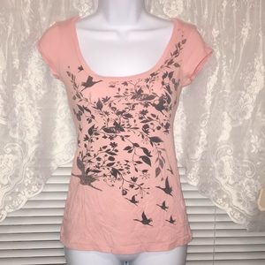 Charlotte Russe Scoop Neck T-Shirt in Dusty Pink